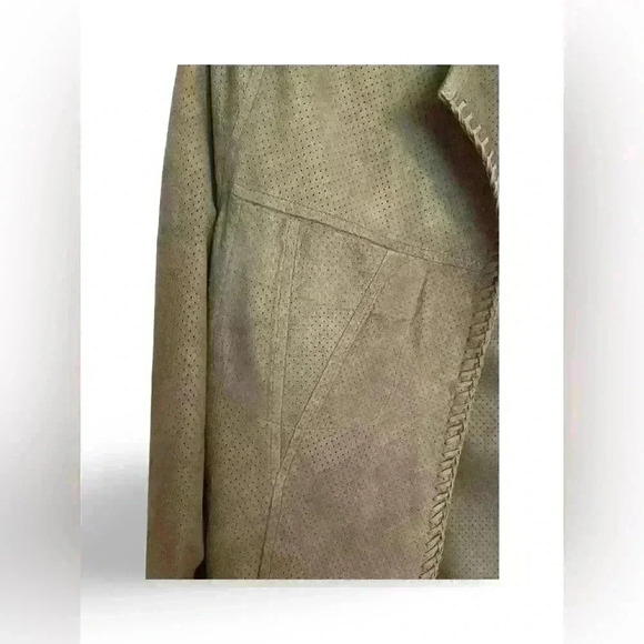 Koc Leather & Fur Open Jacket - Taupe/Greige UK 34/US size 6 - Picture 3 of 8